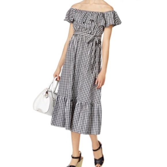 Grace Elements Dresses Cottage Black White Gingham Ruffle Midi
